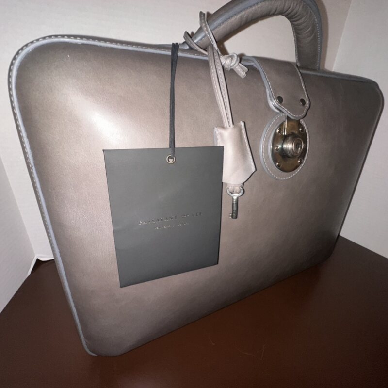 Passavant and Lee gray leather briefcase with dust bag and box