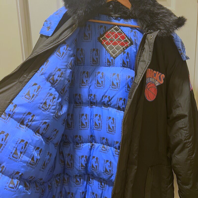 1990s City Players New York Knicks full-length puffer parka
